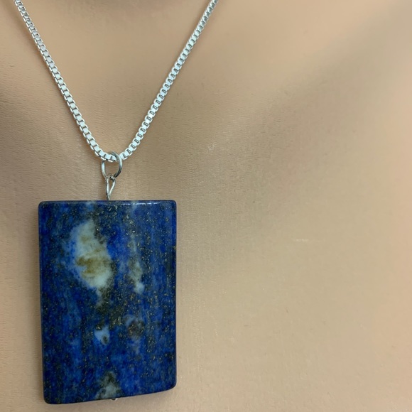 Silver plated necklace with lapis lazuli stone - Picture 5 of 5